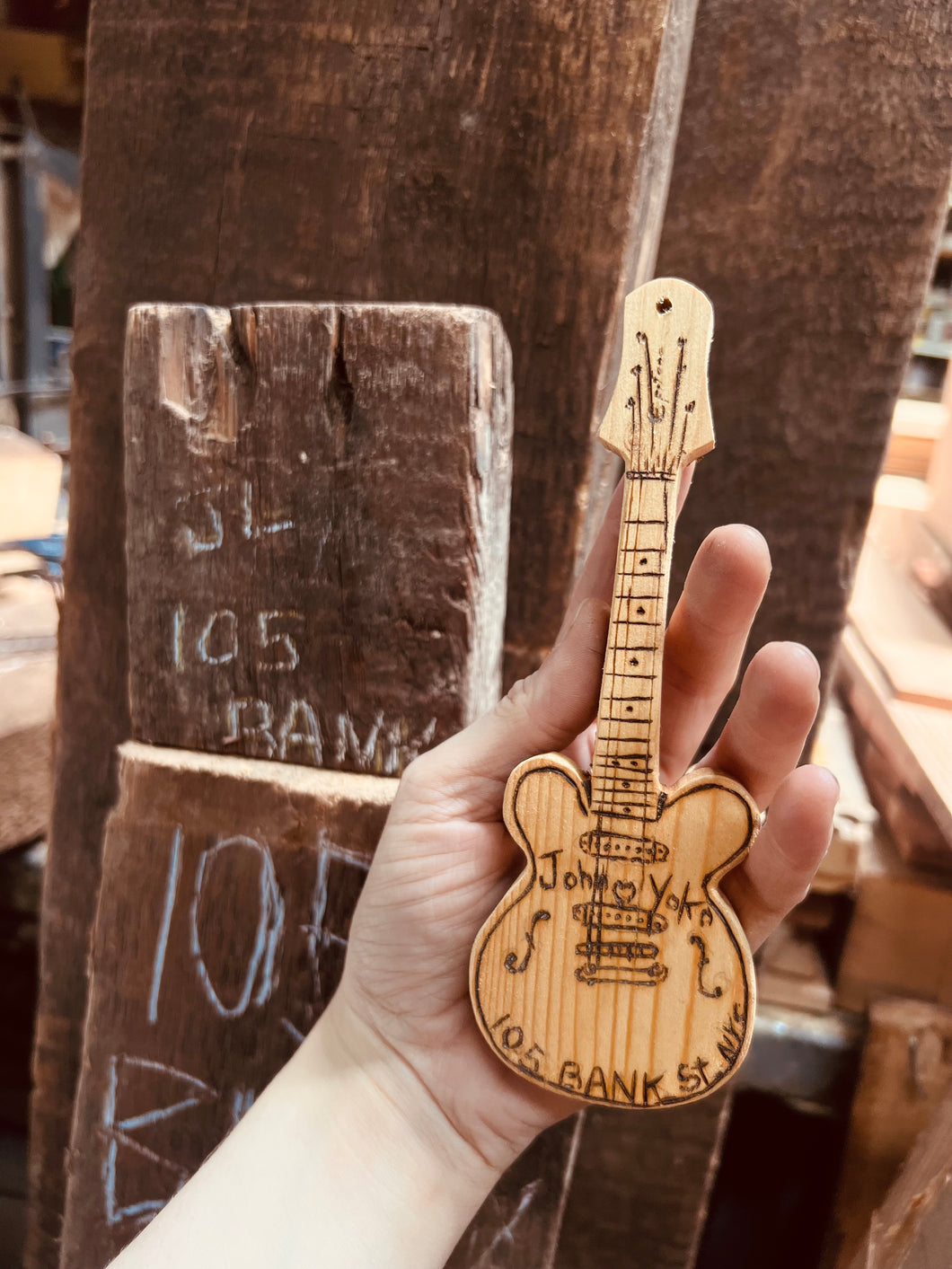 John Lennon & Yoko Ono 105 Bank St. Mini Handmade Guitar *Made To Order*